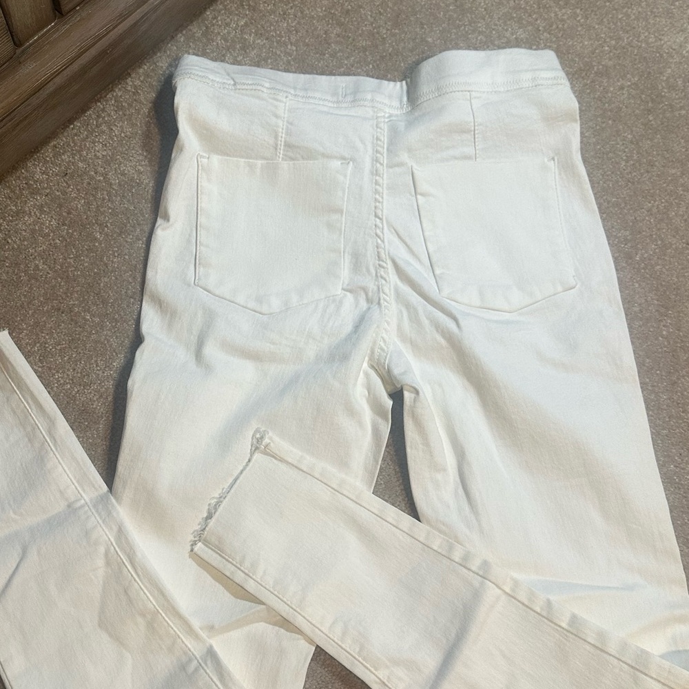 FREE PEOPLE Women’s White Frayed Skinny leg Pull-on Jeans size 26 - Picture 13 of 14